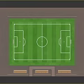 Professional Soccer Field Equipment With Green Turf White Markings Stands And Lighting Poles