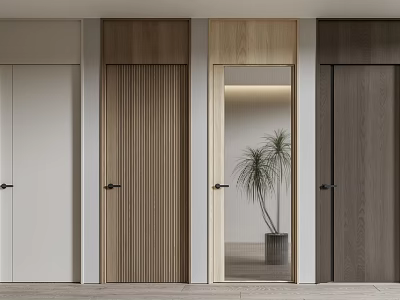 Modern swing door single door combination minimalist door bedroom door 3d model