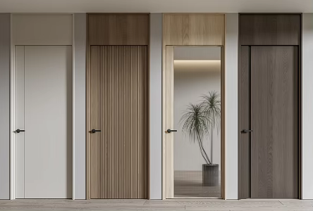 Modern swing door single door combination minimalist door bedroom door 3d model