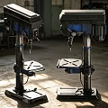 Heavy Duty Industrial Drill Presses In Workshop With Metal Base And Precision
