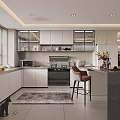 Modern Kitchen Interior Design With White Cabinets Island Counter And Appliances