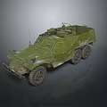 Green Military Tank With Six Wheels And Top Mounted Weapon Design