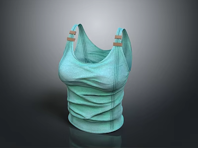 Light Green Tank Top With Adjustable Shoulder Straps And Ruched Design 3d model