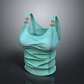 Light Green Tank Top With Adjustable Shoulder Straps And Ruched Design