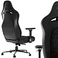 Comfortable Black Gaming Chairs With Green Logo Diamond Quilted Design And Adjustable Armrests