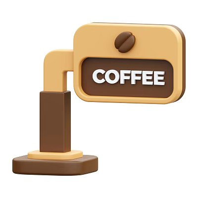 Coffee Themed Decorative Ornament Set With Stylish Sign And Bean Accents 3d model