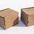 Two Brown Corrugated Cardboard Packaging Boxes With Simple Design On White Background 3d model