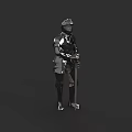 Medieval Sword Held By Armored Knight In Full Body Armor 3d model