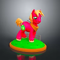 Red Pony Toy With Yellow Mane Tail Green Apple Logo On Green Base Orange Edge
