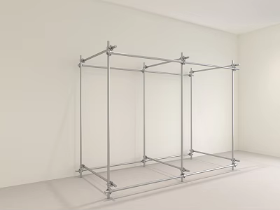 Modern Open Metal Frame Display Shelf with Connector Joints in White Room 3d model
