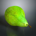 Fresh Green Pear With Spots And Stem On Gray Background Surface 3d model