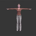 Women Wearing Brown Long Sleeve Top And Light Gray Pants Standing With Arms Outstretched