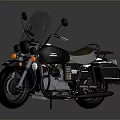 Black Classic Motorcycle With Windshield Rearview Mirrors Headlights And Handlebar Design