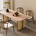 Modern Dining Table and Chair Combination Middle Ancient Dining Table and Chair New Chinese Dining Table and Chair Solid Wood Dining Table and Chair 3d model