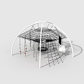 Hemispherical Metal Frame Kids Play Structure With Netting And Climbing Elements 3d model