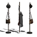 Wooden Coat Racks With Hats Bags And Gray Coat For Home Decor