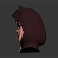 Anime Girl Character With Pink Hair Cat Ears Hoodie And Glasses In 3D Design