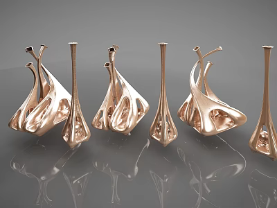 Modern Sculptural Decorative Ornament Set With Golden Finish For Home Decoration 3d model