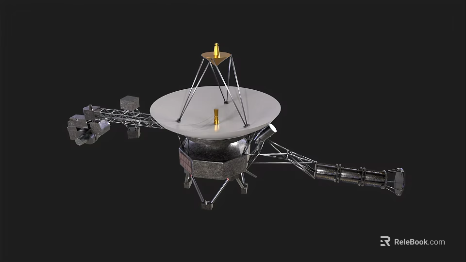 Space Exploration Craft Featuring Large Dish Antenna Support Structure And Mechanical Arm 3d model 