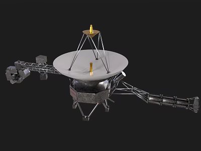 Space Exploration Craft Featuring Large Dish Antenna Support Structure And Mechanical Arm 3d model