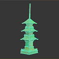 Traditional Five Tiered Tower With Intricate Carved Eaves And Elegant Design