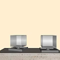 Square Table Lamps With Light Colored Shades And Textured Bases On Table