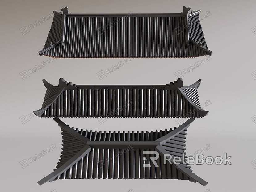 Chinese-style eaves Cornice Roof Roof Ridge Glazed Tile Tile Cornice Line Building Component Ancient Building Cornice model