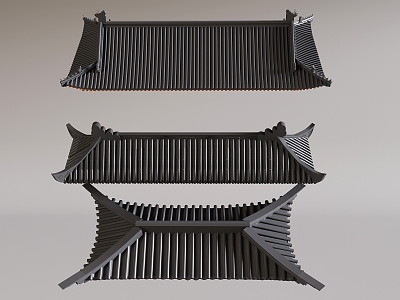 Chinese-style eaves Cornice Roof Ridge Glazed Tile Cornice Line Building Component Ancient Building Cornice 3d model