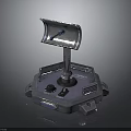 Industrial Electronic Control Joystick With Metallic Hexagonal Base And Control Panel Buttons 3d model