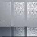 Three Light Blue Hinged Doors With Intricate Hexagonal Geometric Patterns And Smooth Surface Reflection 3d model