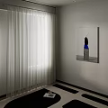 White Sheer Curtains For Window In Modern Room With Bright Light And Artwork