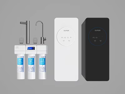 Smart Kitchen Water Purifier System With Three Filters Digital Display And Controls 3d model