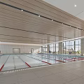 Modern Indoor Swimming Pool Facility With Large Windows And Tiled Floor 3d model
