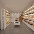 Well Lit Hat Store Interior With Shelves Displaying Various Hats And Table 3d model