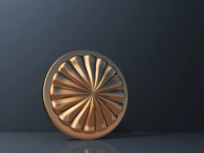 Copper Colored Circular Road Facility With Radiating Patterns On Gray Background 3d model