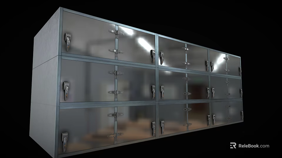 Medical Equipment Stainless Steel Storage Cabinet With Multiple Lockable Doors And Layers 3d model 