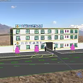 Transportation Law Enforcement Building With White And Blue Exterior Parking Lot Vehicle And Small Trees