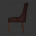Dark Brown Leather Single Sofa With Tufted Backrest And Wooden Legs