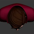 3D Male Character Bust With Red Cloak Yellow Accents And Round Badge