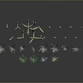 Various Cactus And Succulent Plants With Different Heights Shapes Gray Background