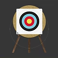 Archery Target Board With Colorful Concentric Rings And Wooden Tripod Stand