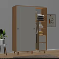 Modern Wardrobe with Wooden White Double Doors and Internal Storage for Folded Clothes