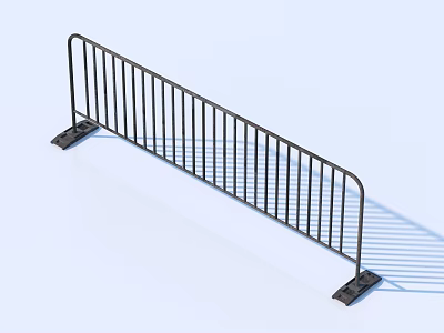 Sturdy Black Metal Fence Featuring Vertical Bars and Heavy Duty Base Plates 3d model