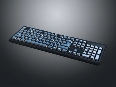 Modern Computer Keyboard Full Size Layout With Black Body And White Keys 3d model