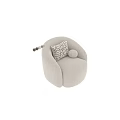 Comfortable Beige Velvet Accent Chair With Round Arms Geometric Pattern Pillow And Round Bolster