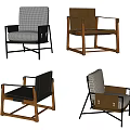 Modern Stylish Accent Chairs With Fabric Leather Upholstery And Wooden Metal Frames