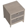 Modern Wood Nightstand With Two Herringbone Pattern Drawers Knobs And Sturdy Legs 3d model