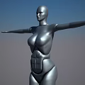 Silver Humanoid Smart Robot With Outstretched Arms And Muscular Body Design