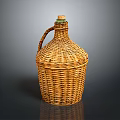 Handmade Woven Wicker Bottle With Cork Stopper And Handle For Home Use