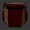 Unique Wooden Barrel Leisure Chair With Red Cushion And Rustic Design